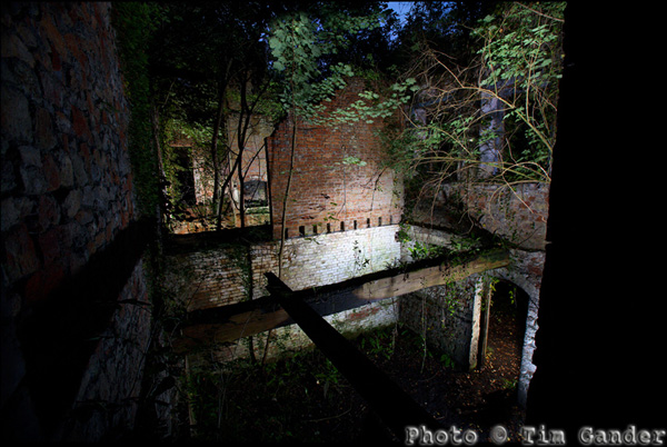 photo of Mells Iron Works at night