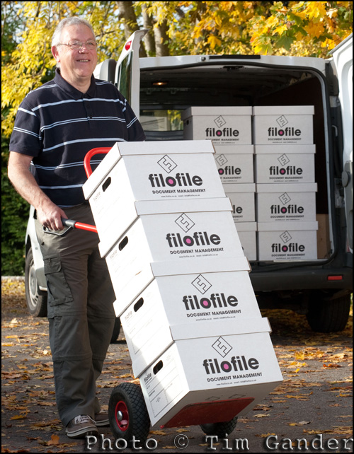 Filofile boxes on trolley