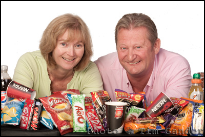 Sarah and Martin Killian of Hilton Vending with snacks