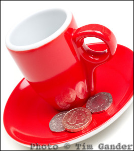 espresso cup and small change