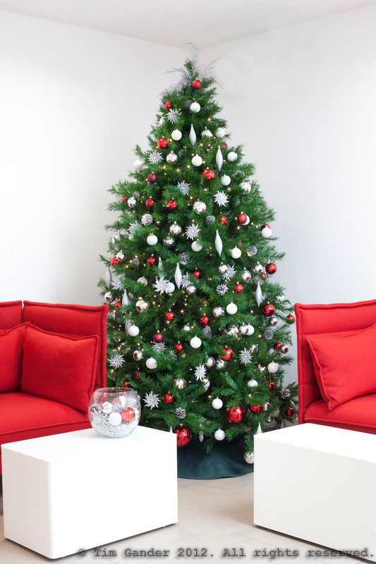 Christmas tree in office setting