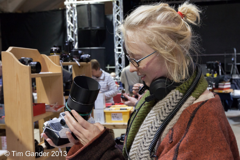 Vicky Long studies a 500mm mirror lens