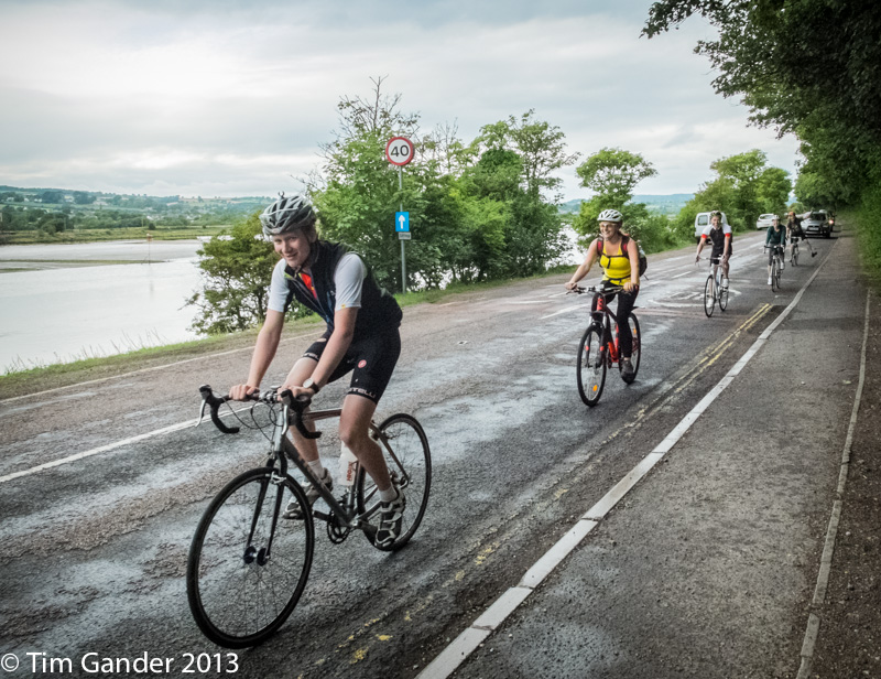 Cyclists on the road into Seaton