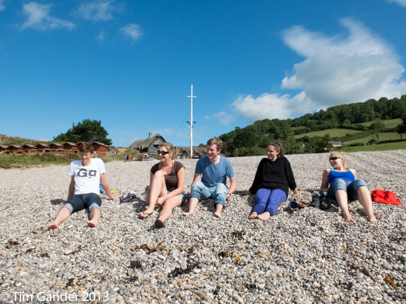 Cyclists resting on the beach