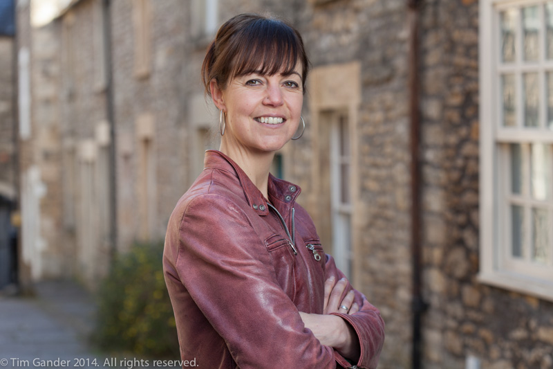 Landscape portrait of Sally M Gander, author, taken in Shepherds Barton, Frome