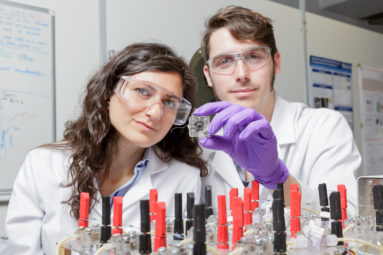 Press release photo for University of Bath highlighting the work of research into sustainable fuel cells.