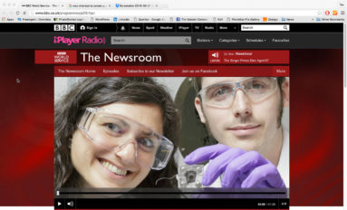 Screen grab of BBC online use of image sent out with University of Bath press release explaining the research into urine-powered fuel cells.