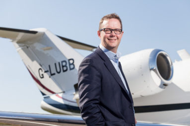 Phil Brockwell, CEO of Bristol Flying Centre, with one of his company's Citation 525 jets.