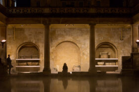 09/02/2017 Scholars Reception, Roman Baths. University of Bath scholars gather for an evening reception held at the Roman Baths in Bath to network, be introduced to their sponsors, hear speeches from alumni and gather for a mass group photo by the Great Bath.