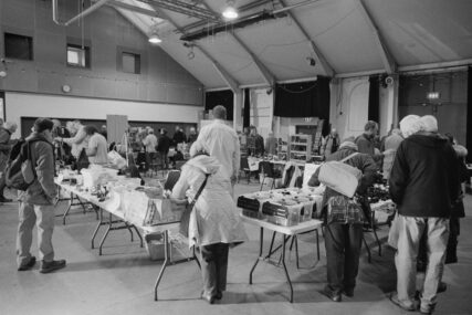 Wide view of the stalls inside the Cheese and Grain at the camera fair.