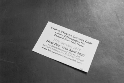 An entry ticket to the Frome Wessex Camera Club's biannual camera fair.