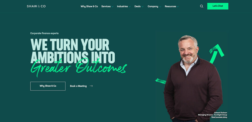 The Shaw & Co website homepage.