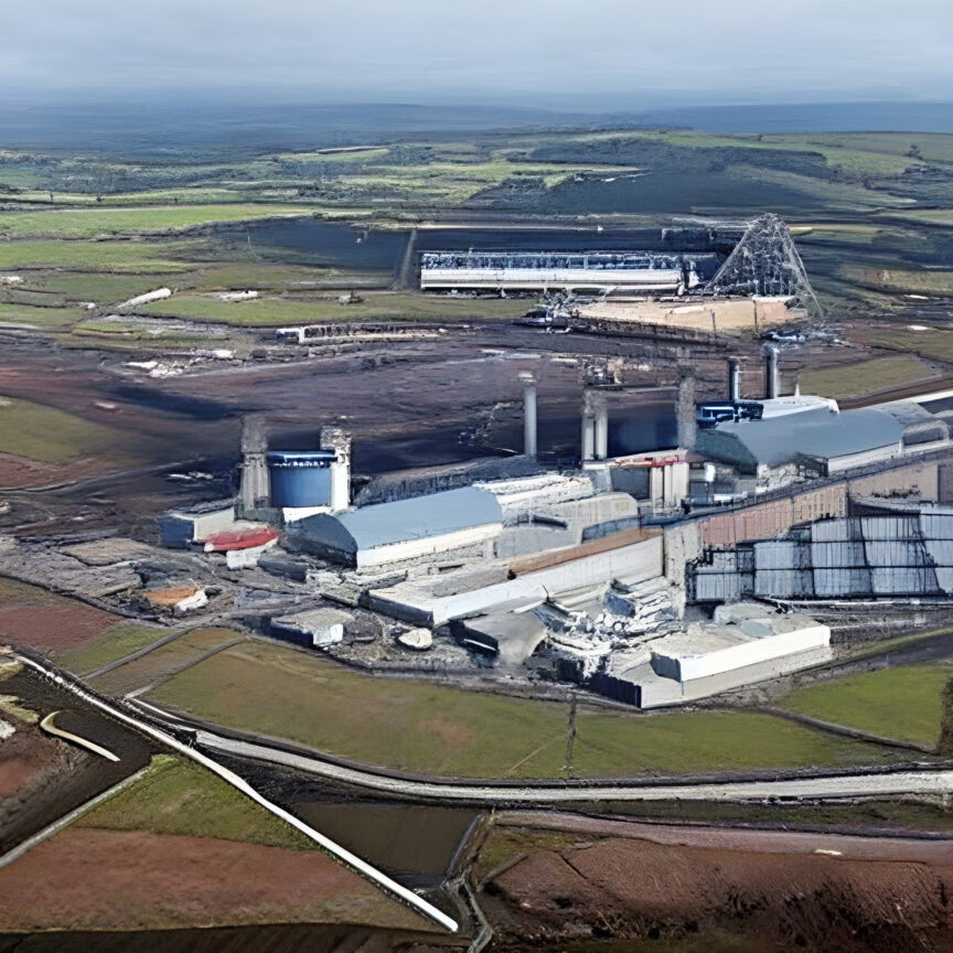 AI generated image, an aerial view of the Sellafield nuclear power station in Cumbria, England.